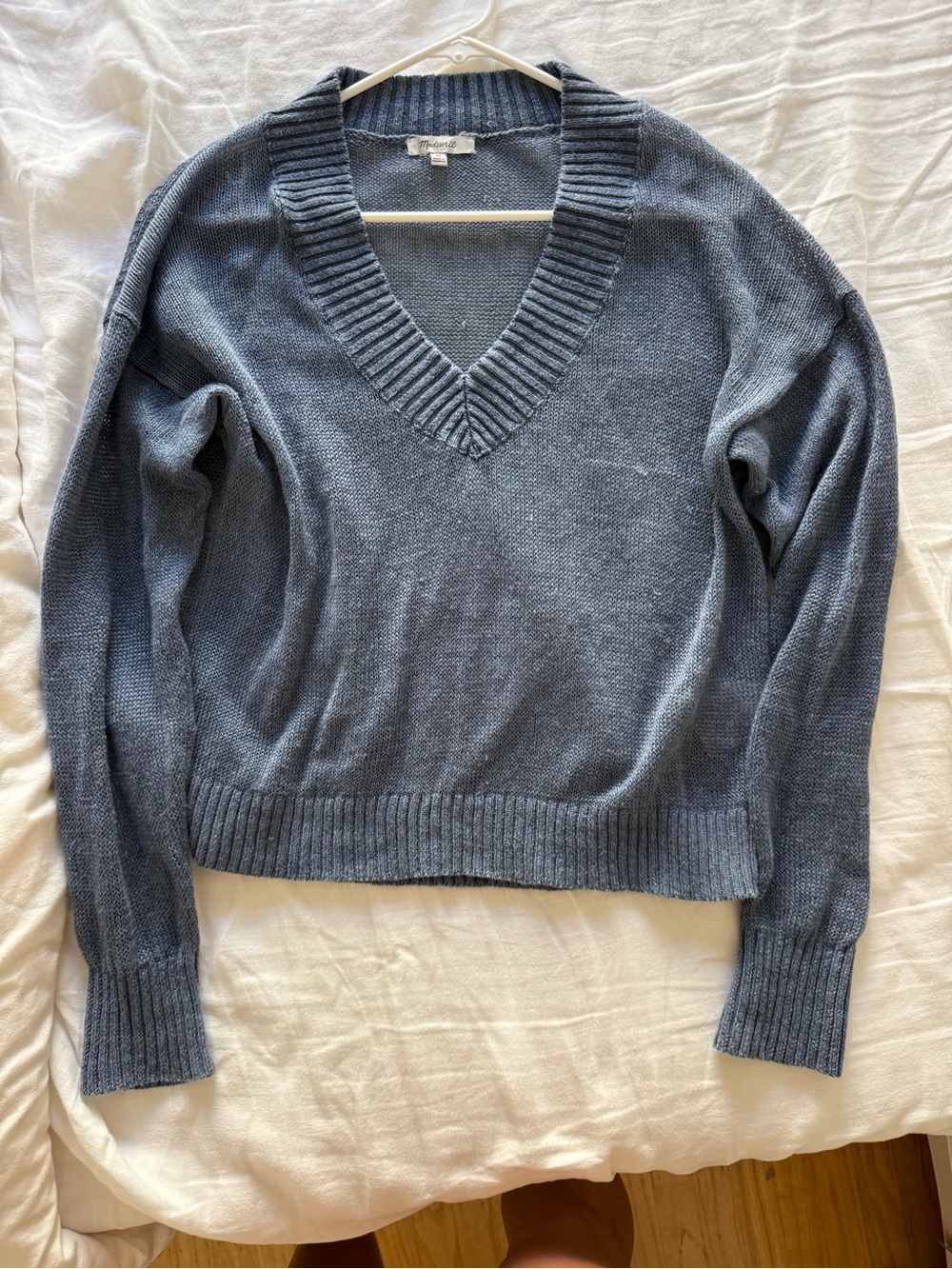 Madewell Slate Blue V-Neck Sweater